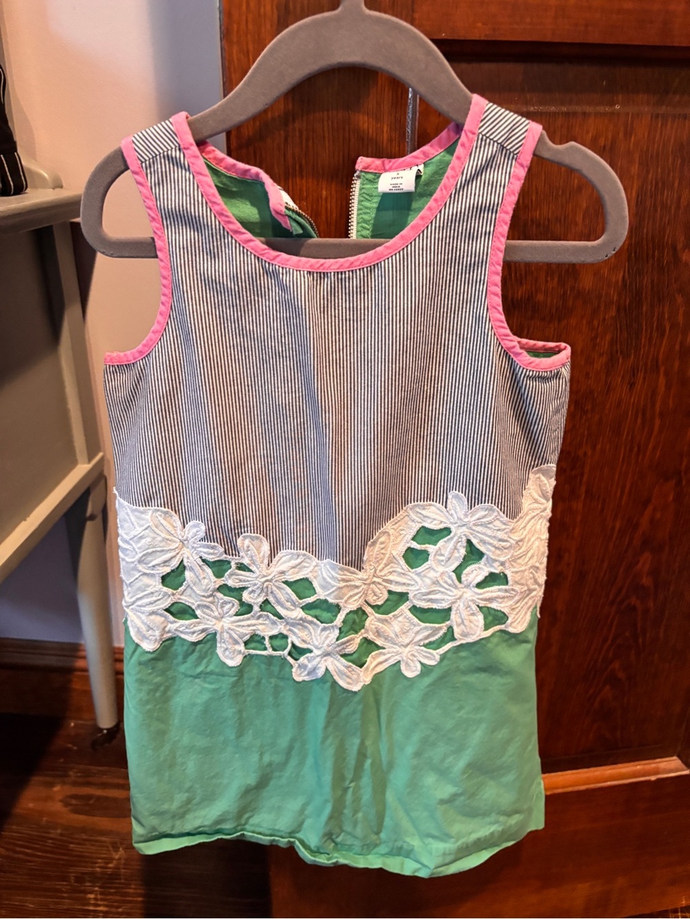 GAP DVF Girls Blue, Green & Pink Floral Appliqué Dress